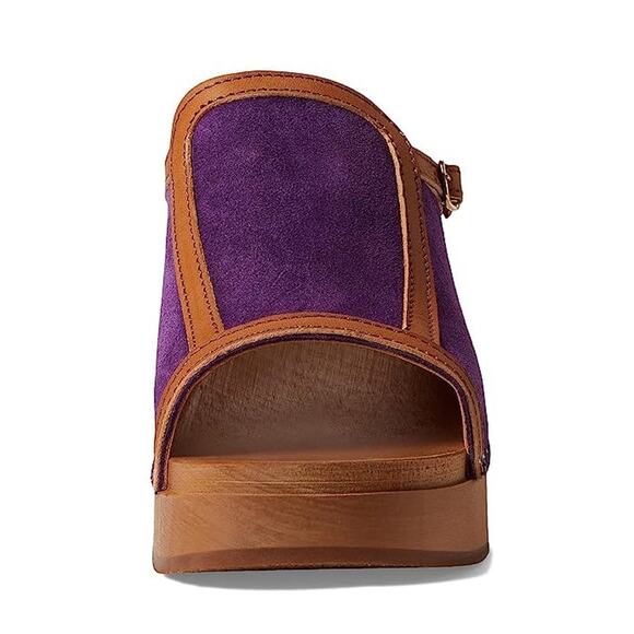 Swedish Hasbeens Womens Sophisticated Slip In Heels EU 40 US 10 Purple Suede EUC - Picture 2 of 14